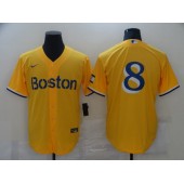 Boston Red Sox #8 Gold Nike 2021 City Connect Replica Player Cool Base Jersey