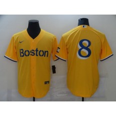 Boston Red Sox #8 Gold Nike 2021 City Connect Replica Player Cool Base Jersey