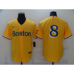 Boston Red Sox #8 Gold Nike 2021 City Connect Replica Player Cool Base Jersey