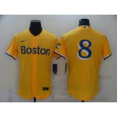 Boston Red Sox #8 Gold Nike 2021 City Connect Replica Player Flexbase Jersey