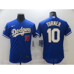Los Angeles Dodgers #10 Justin Turner Royal Nike 2021 Gold Program Flexbase Jersey