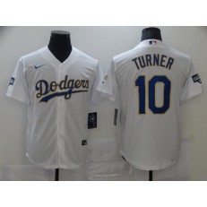Los Angeles Dodgers #10 Justin Turner White Nike 2021 Gold Program Cool Base Jersey