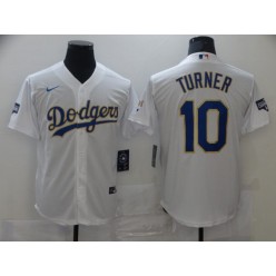 Los Angeles Dodgers #10 Justin Turner White Nike 2021 Gold Program Cool Base Jersey