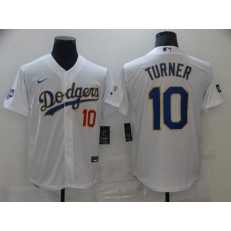 Los Angeles Dodgers #10 Justin Turner White Nike 2021 Gold Program Cool Base Jerseys