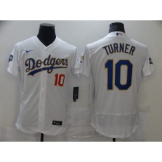 Los Angeles Dodgers #10 Justin Turner White Nike 2021 Gold Program Flexbase Jersey