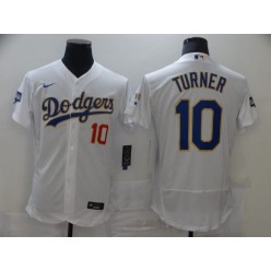 Los Angeles Dodgers #10 Justin Turner White Nike 2021 Gold Program Flexbase Jersey