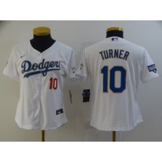 Los Angeles Dodgers #10 Justin Turner White Women Nike 2021 Gold Program Cool Base Jersey