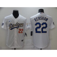 Los Angeles Dodgers #22 Clayton Kershaw White Nike 2021 Gold Program Cool Base Jerseys