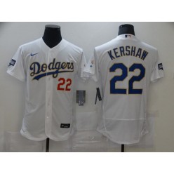 Los Angeles Dodgers #22 Clayton Kershaw White Nike 2021 Gold Program Flexbase Jersey