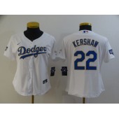 Los Angeles Dodgers #22 Clayton Kershaw White Women Nike 2021 Gold Program Cool Base Jersey