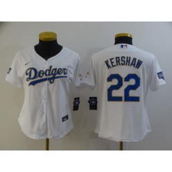 Los Angeles Dodgers #22 Clayton Kershaw White Women Nike 2021 Gold Program Cool Base Jersey