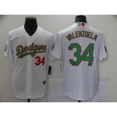 Los Angeles Dodgers #34 Fernando Valenzuela White World Series Nike Cool Base Jersey