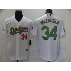 Los Angeles Dodgers #34 Fernando Valenzuela White World Series Nike Cool Base Jersey