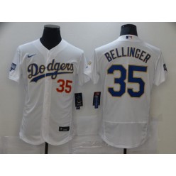 Los Angeles Dodgers #35 Cody Bellinger White Nike 2021 Gold Program Flexbase Jersey