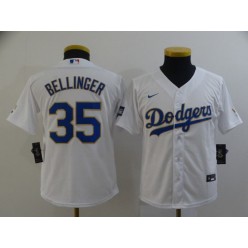 Los Angeles Dodgers #35 Cody Bellinger White Youth Nike 2021 Gold Program Cool Base Jersey