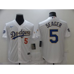 Los Angeles Dodgers #5 Corey Seager White Nike 2021 Gold Program Cool Base Jersey