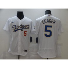 Los Angeles Dodgers #5 Corey Seager White Nike 2021 Gold Program Flexbase Jersey