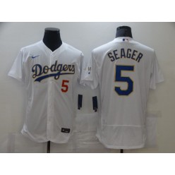 Los Angeles Dodgers #5 Corey Seager White Nike 2021 Gold Program Flexbase Jersey