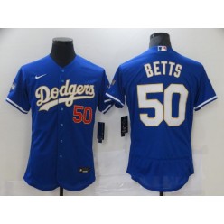 Los Angeles Dodgers #50 Mookie Betts Royal Nike 2021 Gold Program Flexbase Jersey