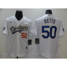 Los Angeles Dodgers #50 Mookie Betts White Nike 2021 Gold Program Cool Base Jerseys