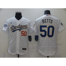 Los Angeles Dodgers #50 Mookie Betts White Nike 2021 Gold Program Flexbase Jersey