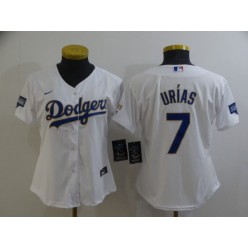 Los Angeles Dodgers #7 Julio Urias White Women Nike 2021 Gold Program Cool Base Jersey