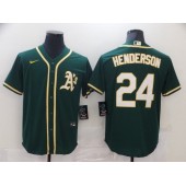 Oakland Athletics #24 Rickey Henderson Green Nike Cool Base Jersey