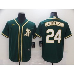 Oakland Athletics #24 Rickey Henderson Green Nike Cool Base Jersey