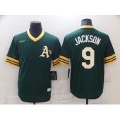 Oakland Athletics #9 Reggie Jackson Green Nike Cooperstown Collection Jersey