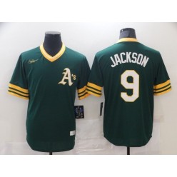 Oakland Athletics #9 Reggie Jackson Green Nike Cooperstown Collection Jersey