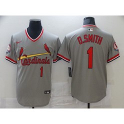 St. Louis Cardinals #1 O.Smith Gray Nike Throwback Jersey