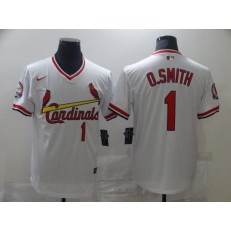 St. Louis Cardinals #1 O.Smith White Nike Throwback Jersey