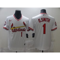 St. Louis Cardinals #1 O.Smith White Nike Throwback Jersey