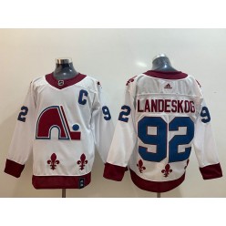Colorado Avalanche #92 Gabriel Landeskog White 2020-21 Reverse Retro Adidas Jersey