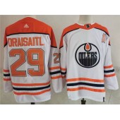 Edmonton Oilers #29 Leon Draisaitl White 2020-21 Reverse Retro Adidas Jersey