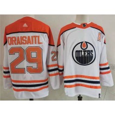 Edmonton Oilers #29 Leon Draisaitl White 2020-21 Reverse Retro Adidas Jersey