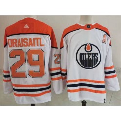 Edmonton Oilers #29 Leon Draisaitl White 2020-21 Reverse Retro Adidas Jersey