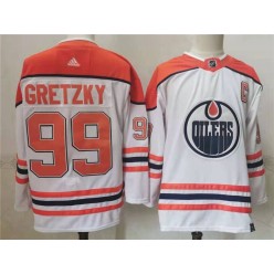 Edmonton Oilers #99 Wayne Gretzky White 2020-21 Reverse Retro Adidas Jersey