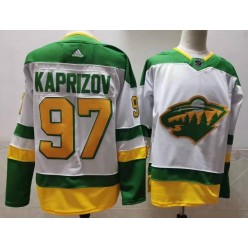 Minnesota Wild #97 Kirill Kaprizov White 2020-21 Reverse Retro Adidas Jersey