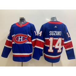 Montreal Canadiens #14 Nick Suzuki Blue 2020-21 Reverse Retro Adidas Jersey