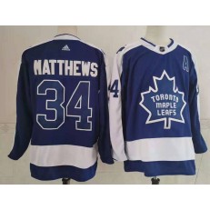 Toronto Maple Leafs #34 Auston Matthews Blue 2020-21 Reverse Retro Adidas Jersey