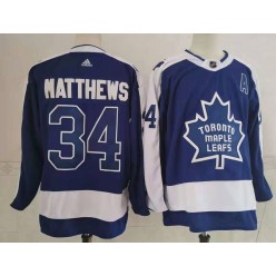 Toronto Maple Leafs #34 Auston Matthews Blue 2020-21 Reverse Retro Adidas Jersey