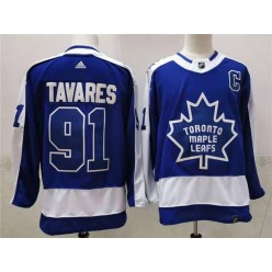 Toronto Maple Leafs #91 John Tavares Blue 2020-21 Reverse Retro Adidas Jersey