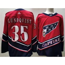 Washington Capitals #35 Henrik Lundqvist Red 2020-21 Reverse Retro Adidas Jersey