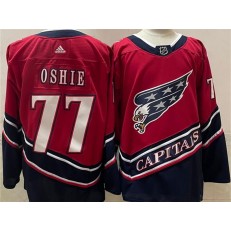 Washington Capitals #77 T.J. Oshie Red 2020-21 Reverse Retro Adidas Jersey