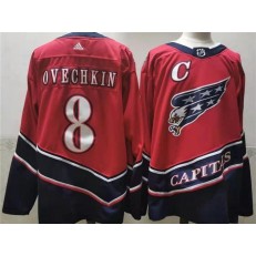 Washington Capitals #8 Alexander Ovechkin Red 2020-21 Reverse Retro Adidas Jersey