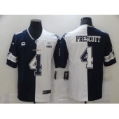 Dallas Cowboys #4 Dak Prescott Black And White Split Est 1960 Patch Vapor Untouchable Limited Jersey