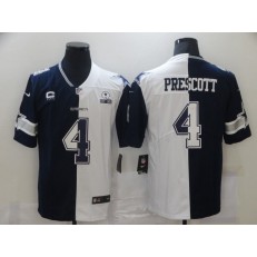 Dallas Cowboys #4 Dak Prescott Black And White Split Est 1960 Patch Vapor Untouchable Limited Jersey