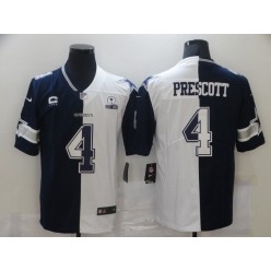 Dallas Cowboys #4 Dak Prescott Black And White Split Est 1960 Patch Vapor Untouchable Limited Jersey