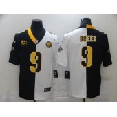 New Orleans Saints #9 Drew Brees Black And White Split C Patch Vapor Untouchable Limited Jersey